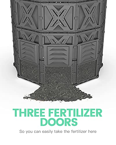 190 Gallon Large Outdoor Compost Bin, 720L Garden Composter with Aeration Vents, BPA-Free PP Panels, Modular Structure with Bottom Access Door and Lid - Image 4