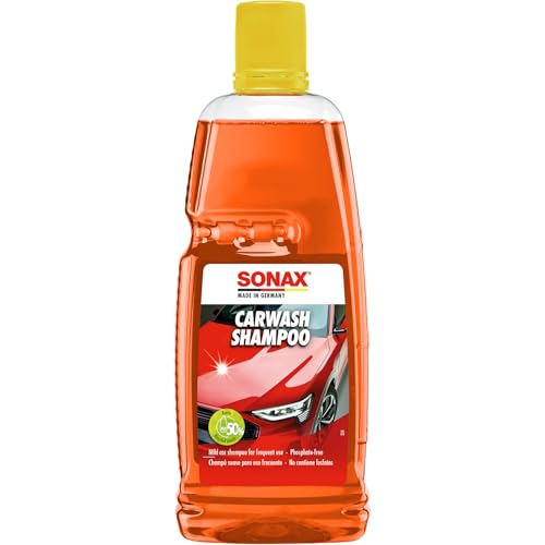 SONAX Car Wash Shampoo 1ltr | Ideal for Cleaning Paint, Rubber, Plastic, Vinyl & Glass Surface | Premium Dirt Removal | Safe for Wax Protection & High-Pressure Cleaners | Art.No. 03143410