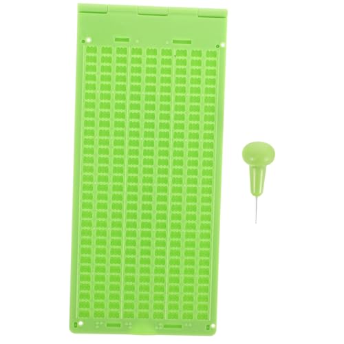 KOMBIUDA Blind Learning Tool 9-Line 28-Cell Braille Board Stylus Portable and Sturdy Plastic for Blind
