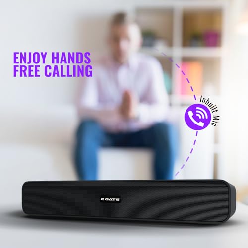 E GATE C201 | 16W Bluetooth Sound bar Speaker, Dual Drivers + Dual Passive Radiators for Extra bass, Upto 12 Hr Playback, Call Function, Bluetooth 5.3, Aux, mSD, USB, FM & TWS (Grey) - eGate Soundbar 6 41pzFxWFP L