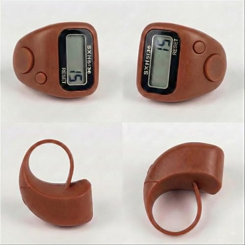 Image of Digital Finger Tally Counter, 5-Digit LCD Display, Ring Design with Reset Button (Pack of 1) (Brown)