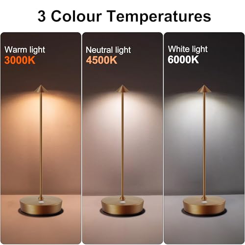 SAKRINGT 2 Pack Cordless Table Lamps Rechargeable, 6000mAh Battery Operated Waterproof Stepless Dimming Modern Portable LED Table Light for Restaurant Dining Patio Outdoor