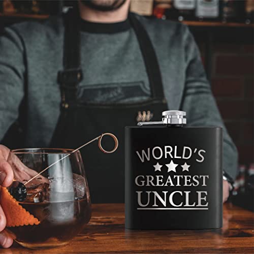 Touner World's Greatest Uncle Hip Flask For Shot Drinking Of Alcohol Whiskey And Vodka, Uncle Hip Flask, Brother Gift, Groomsmen Gifts, Wedding Valentine's Christmas Gift, #TOP4
