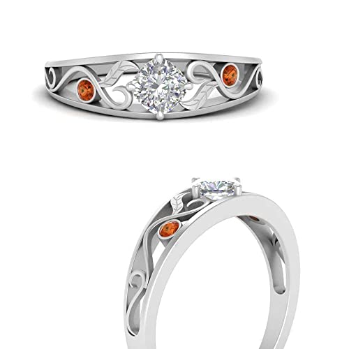 Image of Choose Your Gemstone Nature Inspired Compass Point Ring 925 Sterling Silver Cushion Shape Side Stone Engagement Rings Lightweight Office Wear Everyday Gift Jewelry US Size 4 to 12