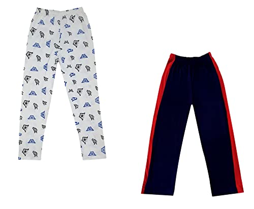 Image of IndiWeaves Boys and Girls Cotton Solid and Printed Pyjama /Pant /Trackpants [Pack of 2] Multicolor66