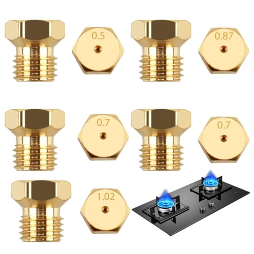 5 Gicleurs Gaz Butane Universel pour Gazinière, Cuisinière et Plaque de Cuisson - Kit de Conversion Injecteur de Gaz Bouteille - Brûleur 0,5/0,7/0,87/1,02...