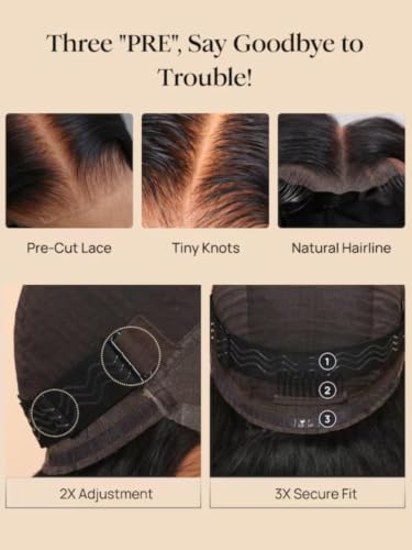 Image of Beauty Forever Bye Bye Knots Balayage Brown Highlight Body Wave Glueless Wig Human Hair Pre Plucked Pre Cut 7x5 Lace Closure Wear and Go Drawstring Wig 150% Density 16 Inch