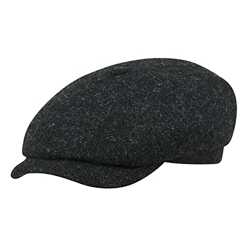 Sterkowski Rambler | Harris Tweed Casquette plate pour homme | Classic 4 panneaux Applejack Newsboy Casquette avec doublure - Gris - Large Cover
