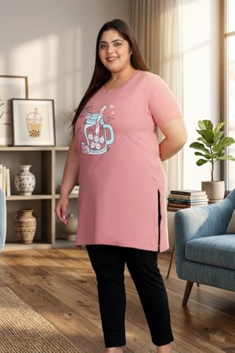 Image of In Love Women's Plus Size Printed Cotton Long-Line T-Shirt with Pocket