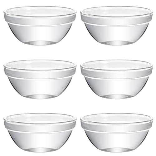 6Pcs Mini Meal Prep Bowls, Glass Ramekins Bowls, Stackable Clear Serving Bowls, Food Bowls, for Salad, Dessert, Dips, Candy Dishes, Stackable and Dishwasher Safe, 2.3 Inches