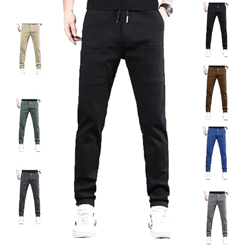 Men's Cargo Pants Relaxed Fit Cotton Lounge Pants with Pockets Baggy Tactical Cargo Pants High Stretch Multipants