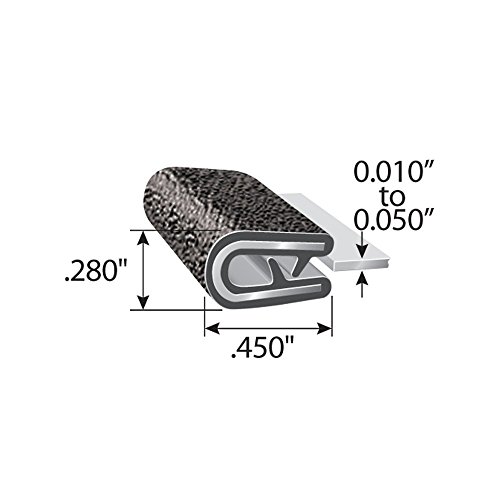Image of Trim-Lok 1620SB3-341-100 PVC /Metal Range Fit Trim, 0.2800 inch Height, Fits Edge 0.010 inch to 0.050 inch, 100' Length