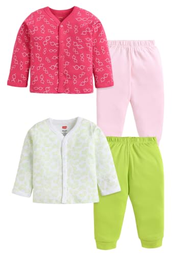 Image of LuvLap Baby Boys & Girls Regular Fit 100% Cotton Half Sleeves Jhabla & Shorts Set Pack of 2