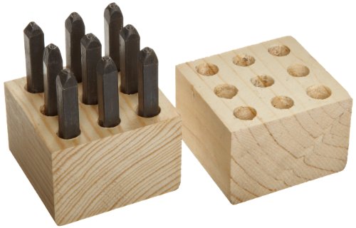 Young Bros 02092 9 Piece Hand Cut Stamp Figure Set, Steel, 3/32