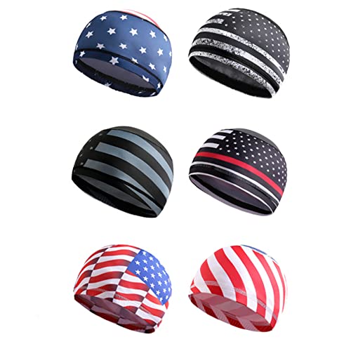 Image of 6 Pack Cooling Skull Cap Sweat Wicking Helmet Liner Beanie Running Cycling Head Wrap Hat for Men Women Sports