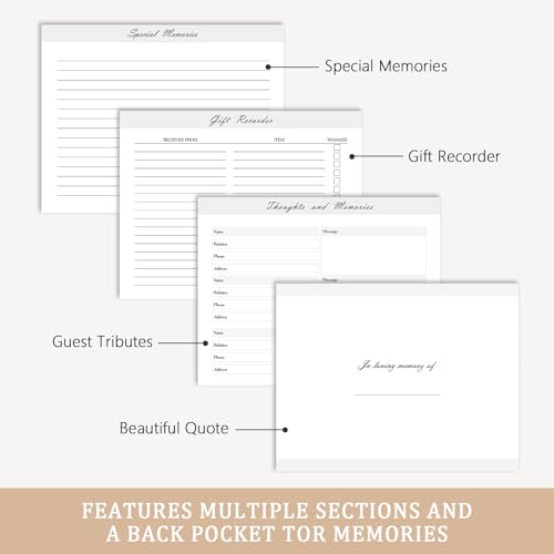 Image of Funeral Guest Book - Celebration of Life Guest Book with Rollerball Pen for Memorial Service - Funeral Memory Sign in Books for Over 300+ Guests - Funeral Decorations with In Loving Memory Table Sign