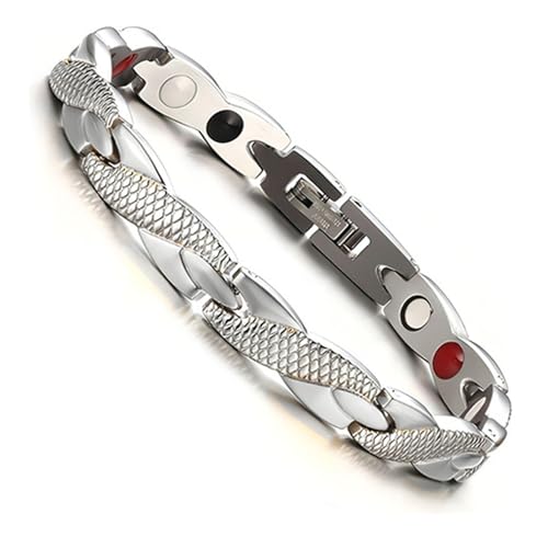 Pulseira Magnética Fir Twist Prateado Bracelete Equilíbrio
