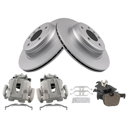Image of TRQ Rear Brake Pad and Rotor Set Ceramic Vented Rotors Calipers