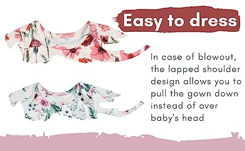 Newborn Baby Boy Long Sleeve Sleeper Gown with Mittens Knotted Gown Coming Home Outfit Nightgown Hat Set 2 Pieces3