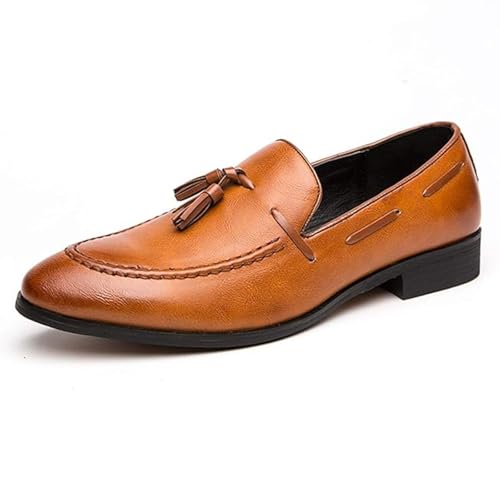 Men's Genuine Leather Loafers Pointed Toe Slip-On Anti-Slip Party Shoes