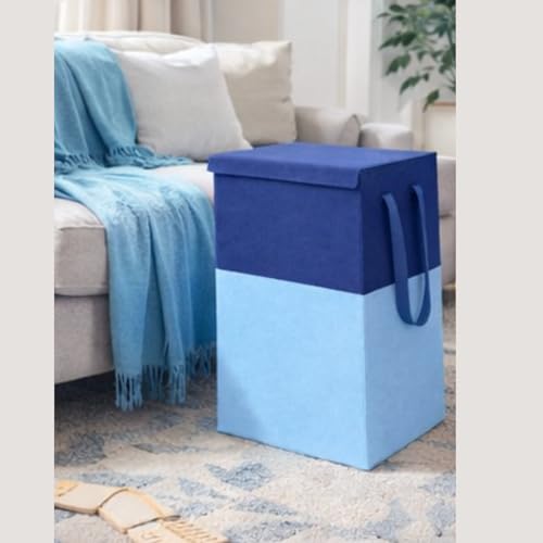 Image of Extra Large Laundry Bag 75 Liter, Foldable Fabric Laundry Basket with Lid & Carry Handles for Clothes Storage (2, blue)