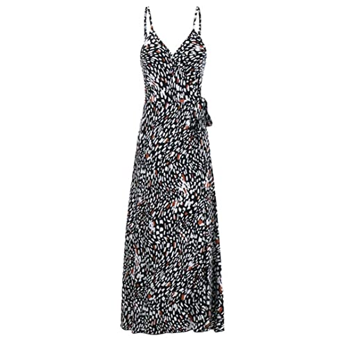 Robe longue d'été bohème avec imprimé floral graphique et col en V - 3