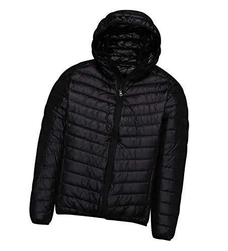 Plumas Ligero Hombre Con Capucha   Chaqueta De Plumas Ligera Abrigo Cazadora Plumon Fino   Chaquetones Invierno Para Caballero Negro