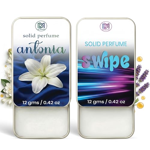 Image of Dr.Mashur Solid Perfume |Swipe&Antonia Alcohol Free Wax Perfume Balm, Long Lasting | Pocket Tin 12g, Pack Of 2| Non Greasy Smooth Glide, Travel Friendly Men And Women