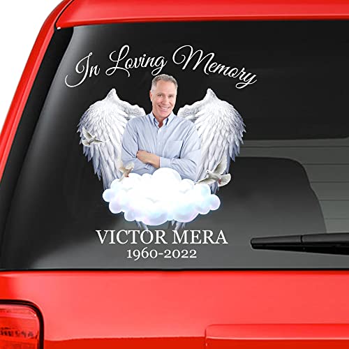 In Memory Personalized Decal Sticker. Loss of Loved One Car Sticker Watercolor Memorial. Custom Portraits. Photo {Name - Date} Sticker: 2806, 4XL, White