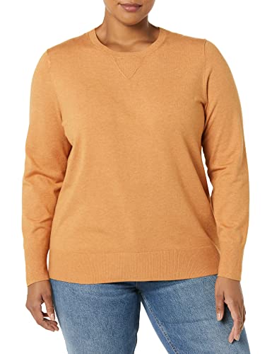 Photo 1 of Daily Ritual Women's Fine Gauge Stretch Crewneck Pullover Sweater 4X Camel
