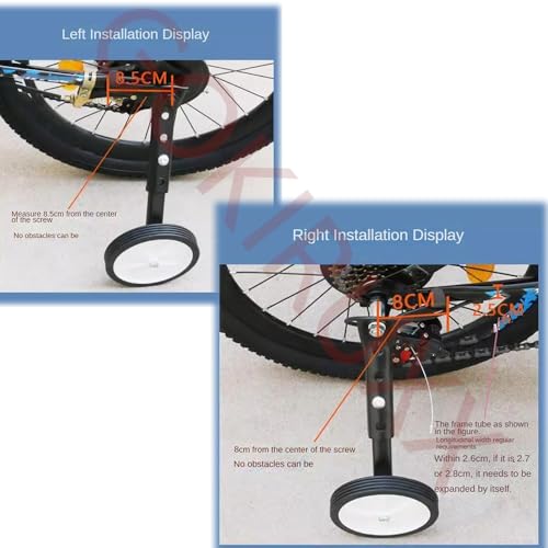 Ruedas de Entrenamiento Ajustables para Bicicletas Infantiles de 18, 20, 22 y 24 Pulgadas, con Velocidades Variables, Kit Montado de Alta Resistencia para Bicicletas de Montaña (Negro) miniatura 7