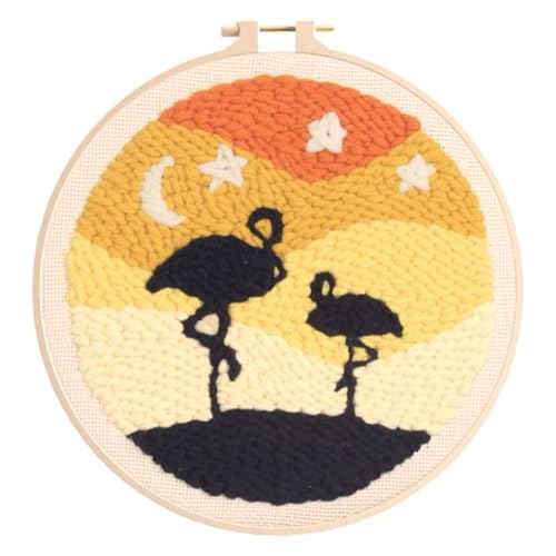 Image of Punch Needle Kit, Artistic Flamingo Embroidery, Embroidery Starter Kit for Beginners, Mother's Day, Children's Day, Birthday Gifts & Decorations, 7.87x7.87inch