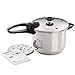 Presto 50 01365 6-Quart Stainless Steel Pressure Cooker, Deluxe, 6 qt, Metallic