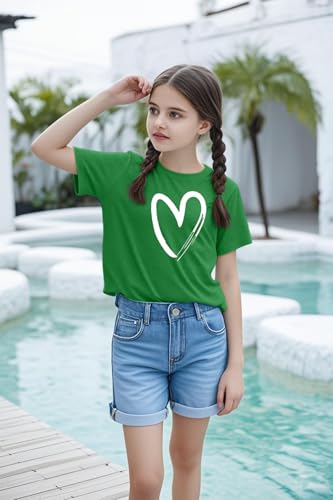 Image of Girls Short Sleeve Tee Shirts Kids Summer Crewneck Tops 5-14 Years