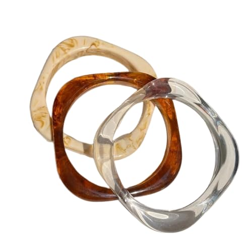 XFSRG 3er Set Acrylharz Armreif Damen Retro Armreifen mit Breitem Geometrischem und Unregelmäßigem Quadratischem Design Leichte Moderne Schmuck Accessoires