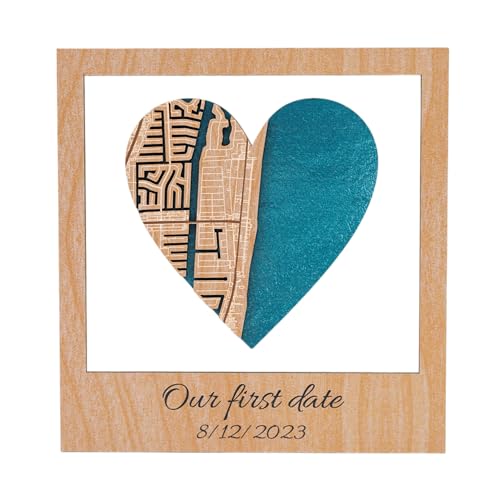 Product Image of the Location Map Wooden Framed Wall Art Acrylic City Plan Where It All Began Custom Wedding Anniversary Present Gifts for Couple Personalized Gift