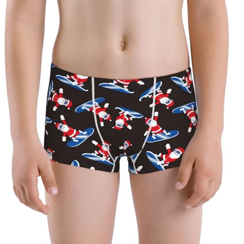 Boys' Cotton Boxer Brief Soft Underwear-Surfing Santa