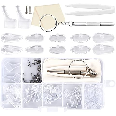 KYSUN 35 Pairs Eyeglasses Nose Pads, 5 Styles Anti Slip Nosepads, Push in Nose Pad, Eyewear Nose Pads for Eyeglass with Storage Box, Glasses Accessories for Glasses Sunglasses Repair, Transparent Cover