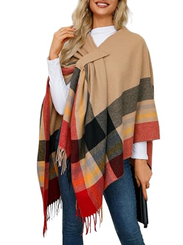 Women Shawl Wrap Open Front Poncho Ruana Cape Cardigan for Fall Winter Travel Gift