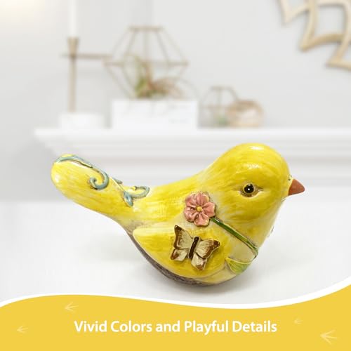 Figura Decorativa Pájaro Resina Amarilla 4.3 pulgadas miniatura 3