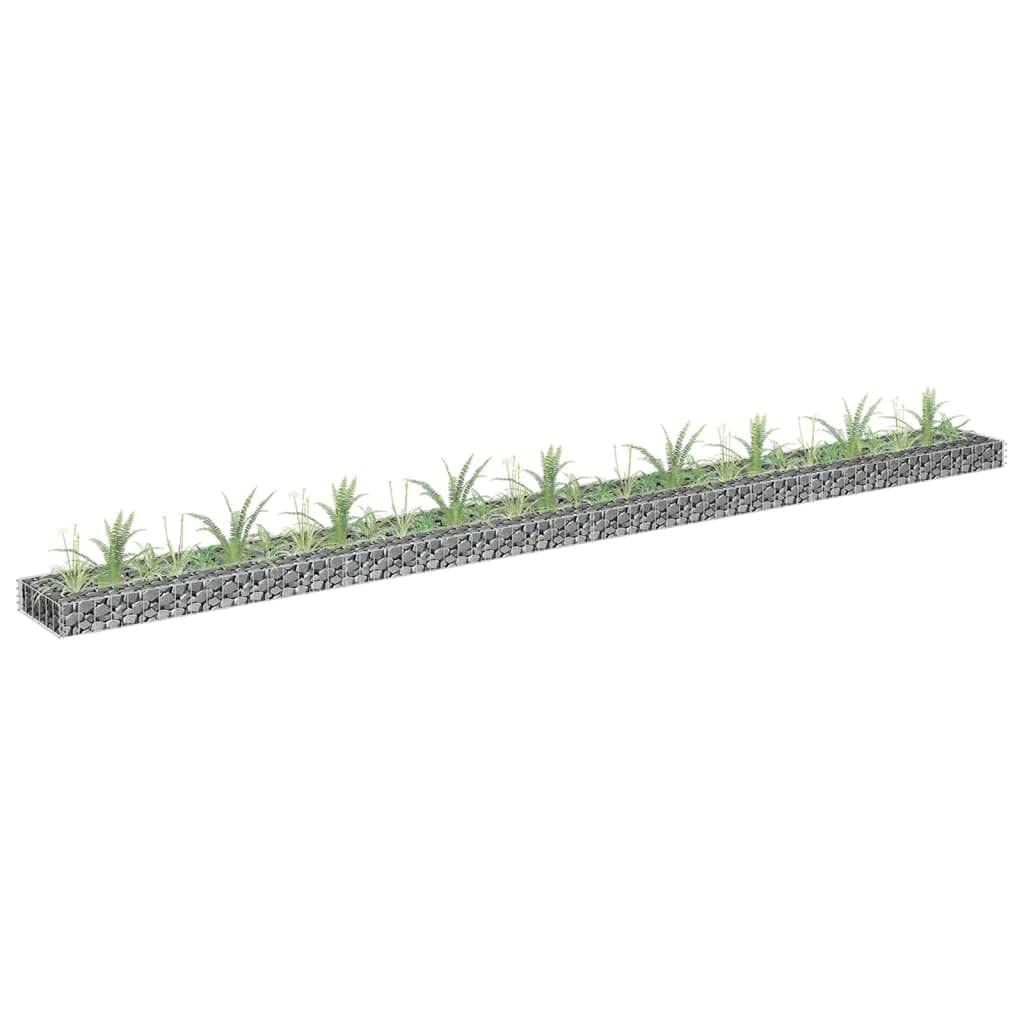 vidaXL Gabion Raised Garden Bed/Flower Planter - Silver Galvanized Steel, Weather-Resistant, 141.7