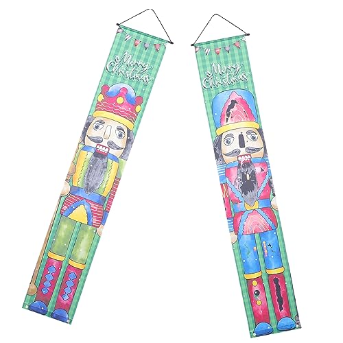 ABOOFAN 1par Pancarta Navideña De Huélago Diseño De Huertano Decoración Para Puerta y Porche Banner De Fiesta Para Hogar Navidad