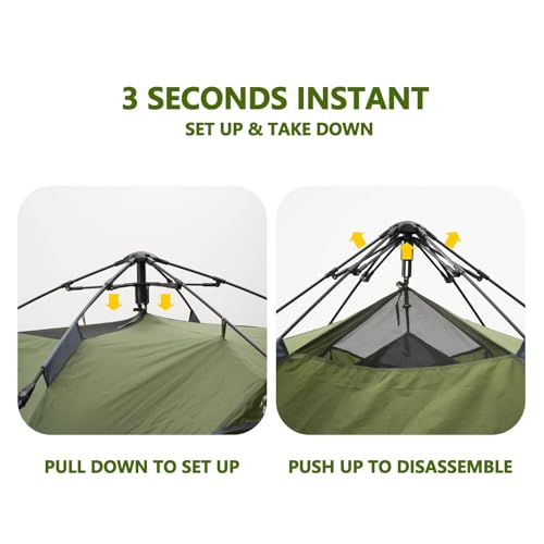 AGLORY 4 Person Pop Up Tent Portable Instant Automatic Tent Waterproof Windproof with Rainfly for Camping Family Traveling Hiking Picnicing image 5