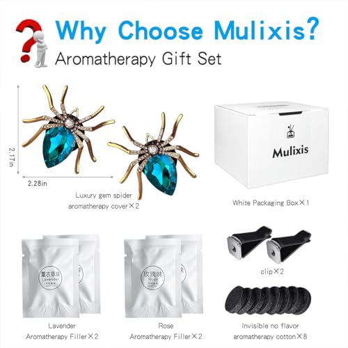 Image of 2 Pack Spiders Car Vent Clips Air Freshener Rhinestones Bling Aesthetic Car Vent Accessories Dash Blue Cool Goth Car Accessories