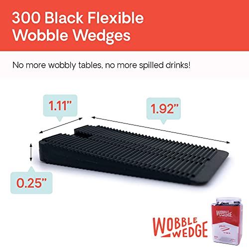 Image of Wobble Wedges Flexible Plastic Shims - Leveling Shims for Home Improvement, Furniture Levelers, Table, and Toilet for Leveling - Made in USA Plastic Wedges Shim for Appliances (Black, 300-Pack)