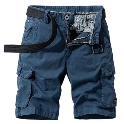 Pantalones Cortos Hombre Trabajo Chino Cuerda 3/4 M Azul Oscuro de Lino Cremallera Bolsillos Blancos Militares Pantalon Corto Algodon Cargo Algodón Lisas Pantalones Trabajo Hombre Azul Oscuro M