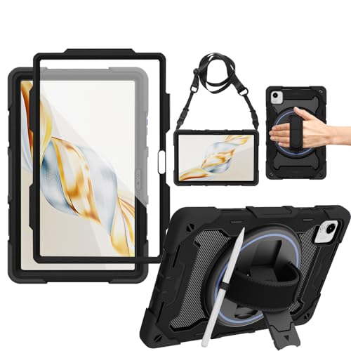 Coque Honor Pad X9a 11.5 pour le bureau et les chantiers housse antichoc noire avec bandoulière