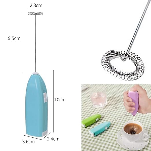 Electric Milk Frother for Coffee | Battery Operated Handheld Coffee Beater (2×AA, Batteries Not Included), Mini Stainless Steel Whisk for Latte, Cappuccino, Matcha, Hot Chocolate & Travel (Multicolor) - Milk Frother / Coffee Whisk - Image 3