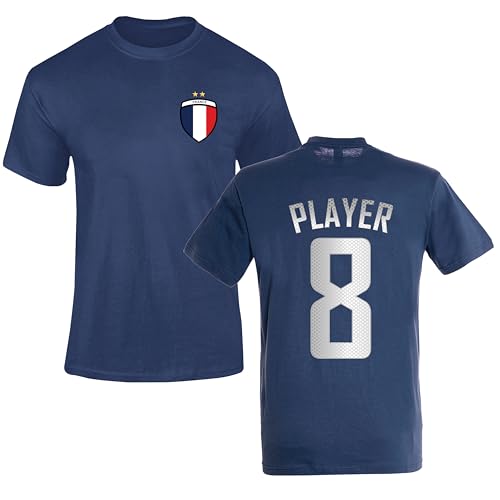 Image of Personalised France Football T-Shirt Mens Womens Kids French Flag Supporter Custom Name Number Francaise Fan Tee Match Day Tournament Gift Navy 5-6 Years Style 1