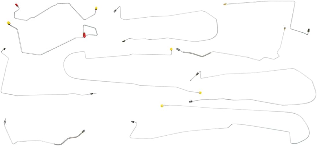 Inline Tube Compatible with 2000-03 Buick LeSabre Four-Wheel Disc w/ABS Complete Brake Line Kit 10pc, Stainless